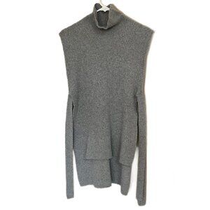 Veronika Maine | Grey Turtleneck Open Side Tie Hi-Low Sweater Vest | OS